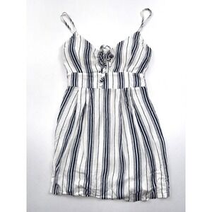 Purple Snow‎ Striped Mini Dress Tie Front Sleeveless Casual Summer Small